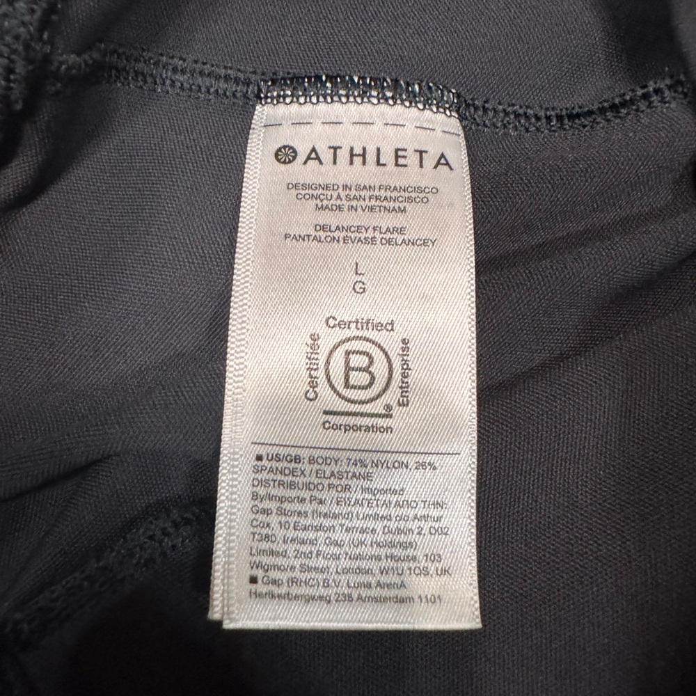 Athleta Delancey Flare Pants Black High Rise Work Travel Workout Trousers, L - Picture 16 of 16